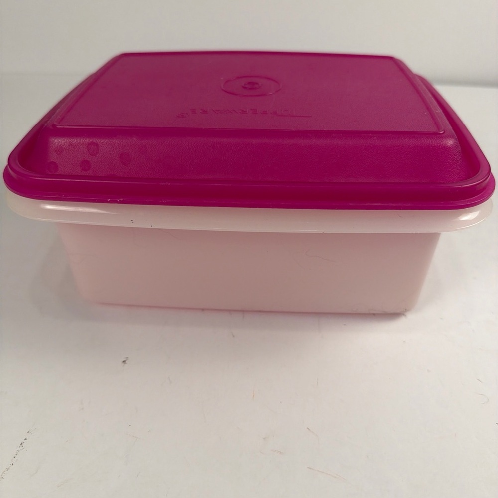 Vintage Tupperware ice cream storage container rectangular with purple lid
